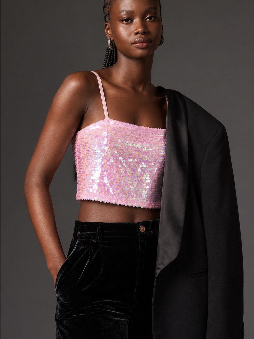 Vintage Jump Apparel pink iridescent crop top runs like a S
